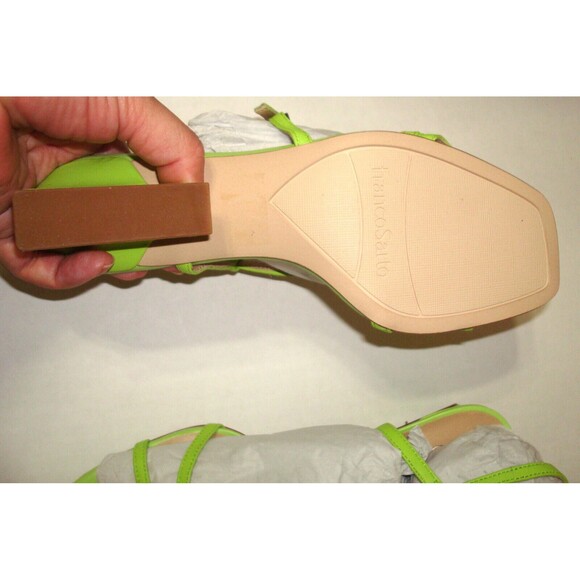 New Womens 6 M Sandals Shoes Franco Sarto Lime Green Angled Heels Strappy 2.5 - Picture 5 of 5